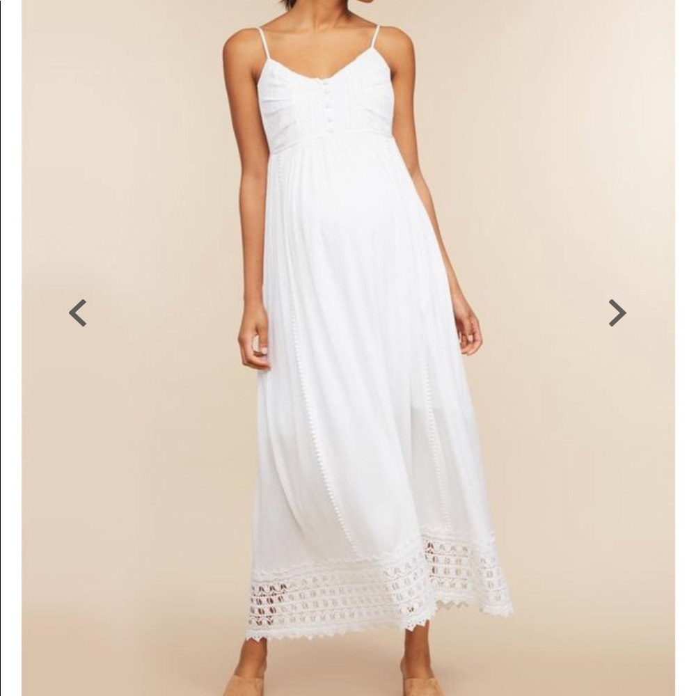White crochet maxi maternity dress